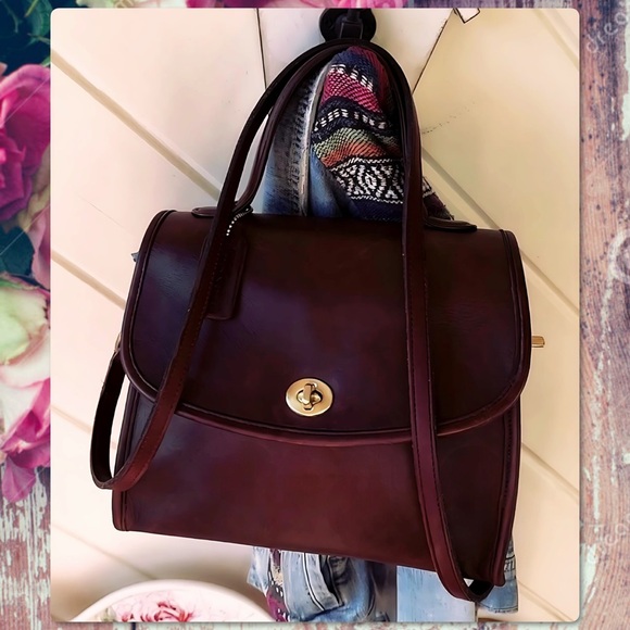 VINTAGE COACH MAHOGANY MANOR TOP HANDLE CROSSBODY SATCHEL BAG 9977 - Picture 4 of 17